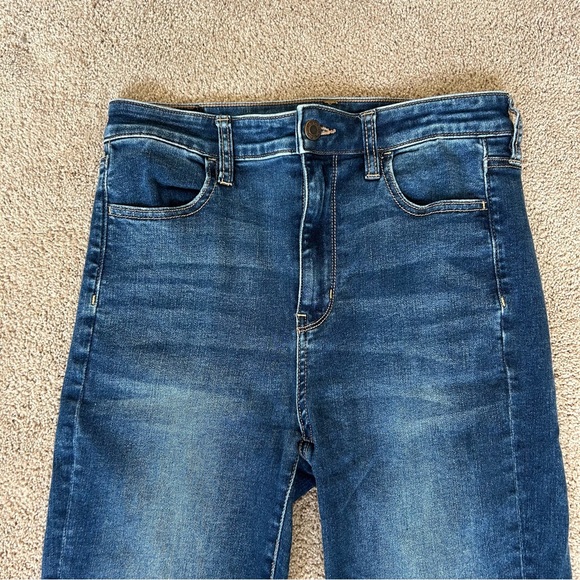 American Eagle Dark Blue High Waist Distressed Women's Skinny Jeans Size 8 Long - Picture 2 of 7